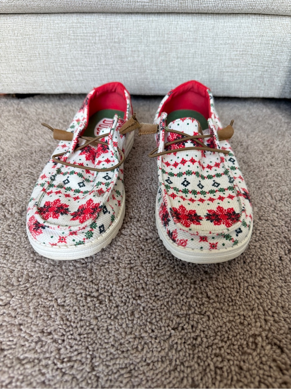Hey Dude Women’s Red, White and Green Patterned Slip-On Sneakers - Picture 4 of 13